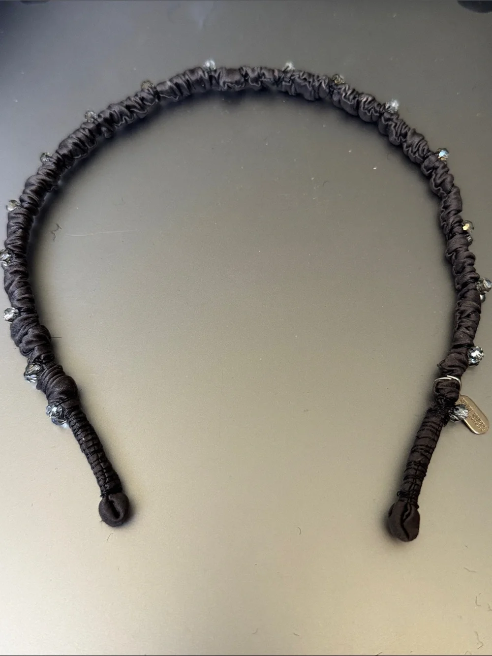 Renee Rivera Couture Black Beaded Wrapped Headband with Subtle Accents